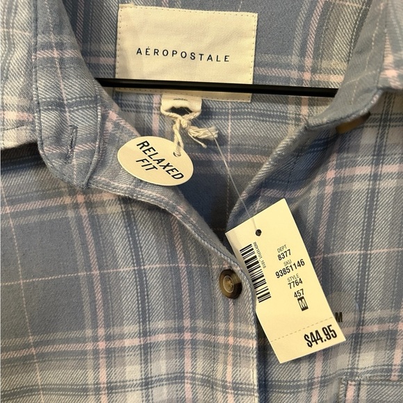 Aeropostale Super Soft Blue Plaid Flannel Short Size M New With Tags - Picture 4 of 14